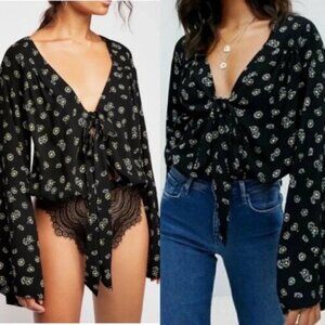 Intimately Free People Forties Feeling Black Daisy Bodysuit with lace A6